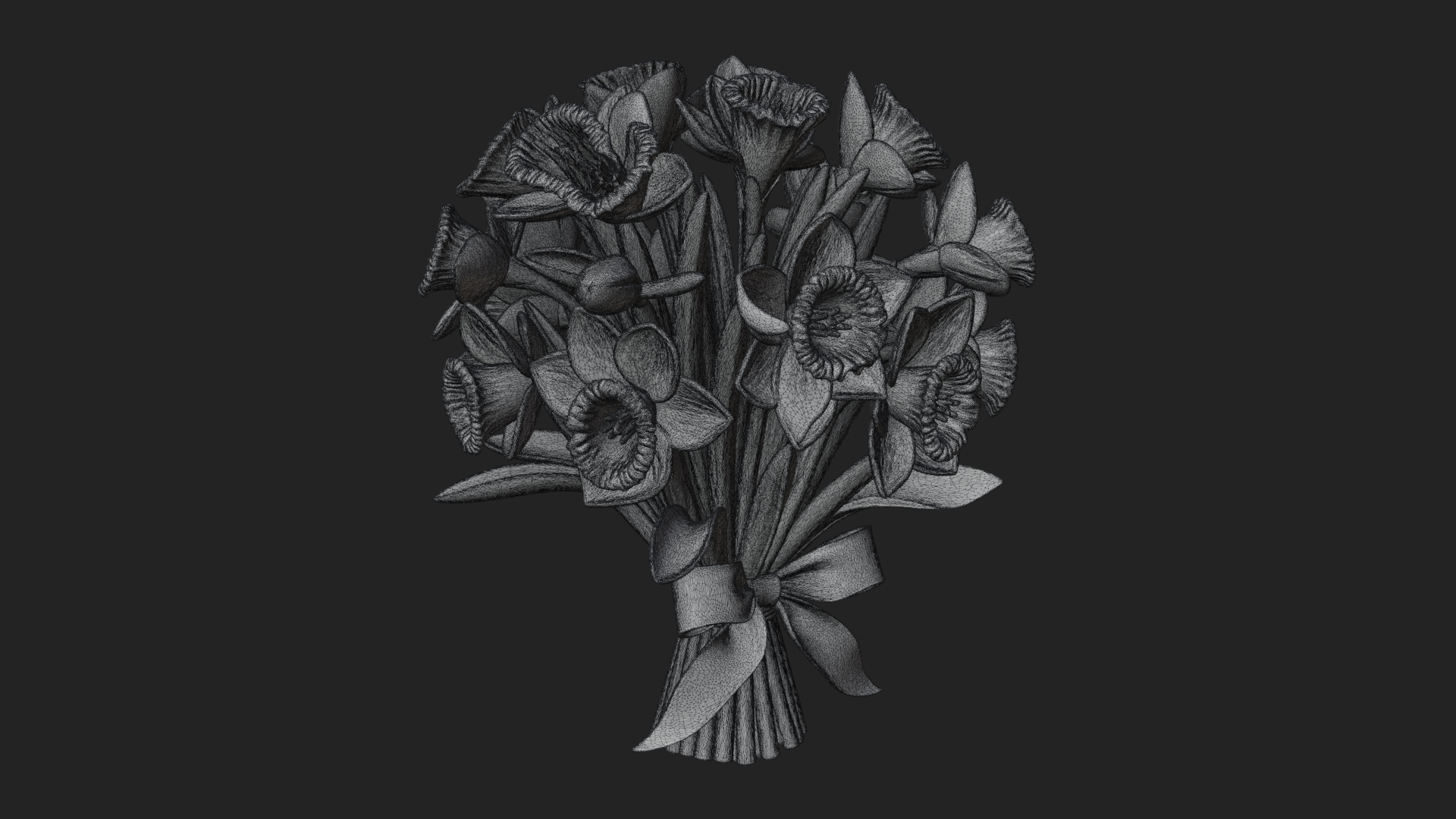 Daffodil Flower Bouquet Ornament Design 4 3D Print Model 3D Model