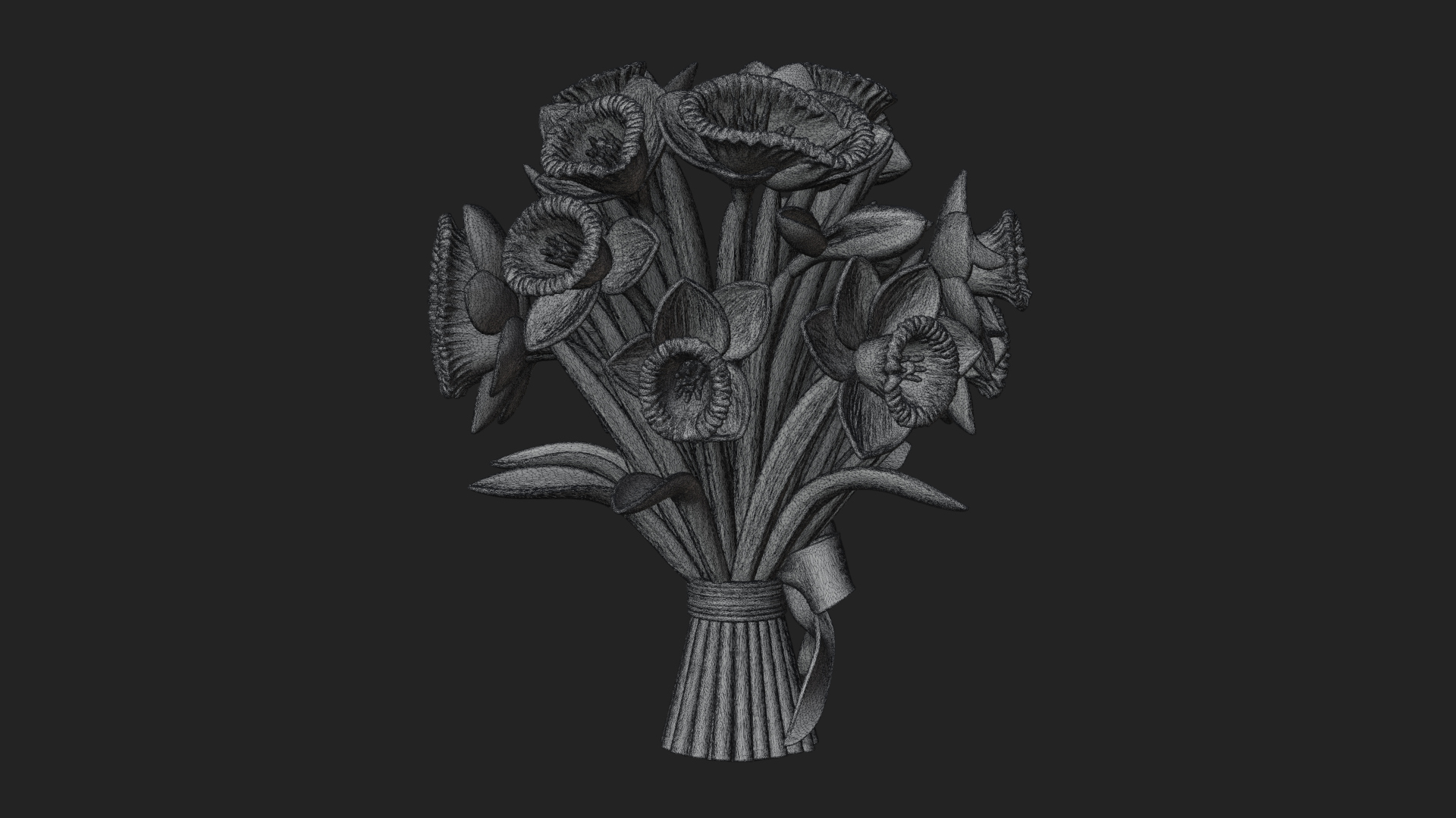 Daffodil Flower Bouquet Ornament Design 4 3D Print Model 3D Model