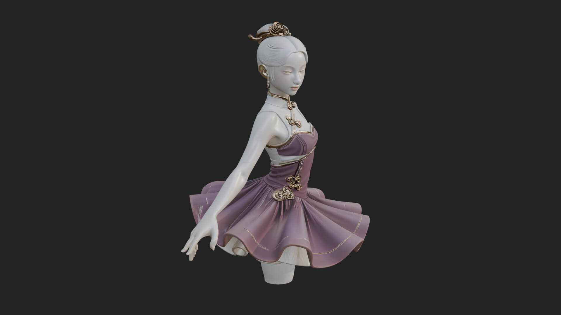 Dancing Ballet Lady Statue Design 1 3D Print Model 3D Model