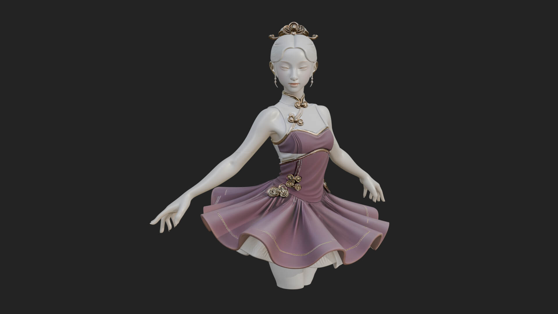 Dancing Ballet Lady Statue Design 1 3D Print Model by ARCHVANTA