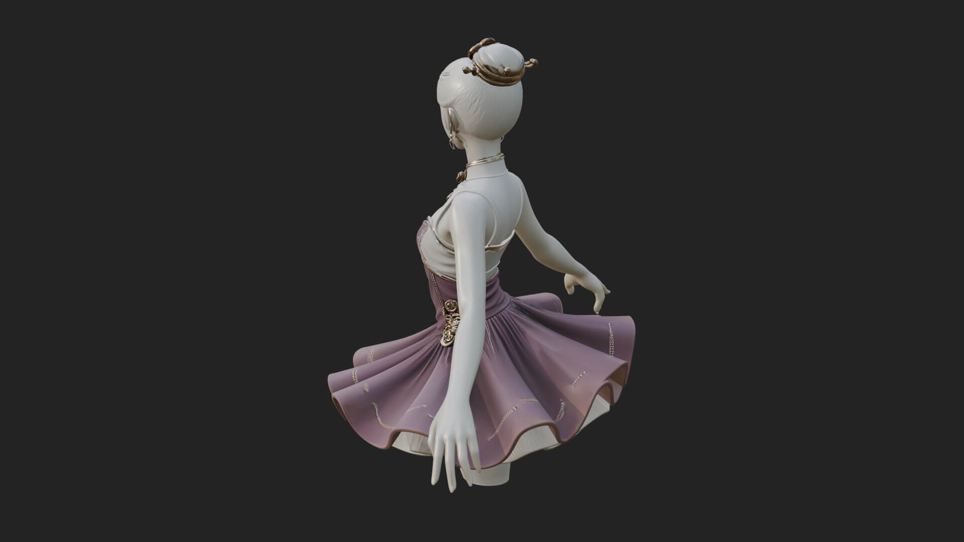 Dancing Ballet Lady Statue Design 1 3D Print Model 3D Model