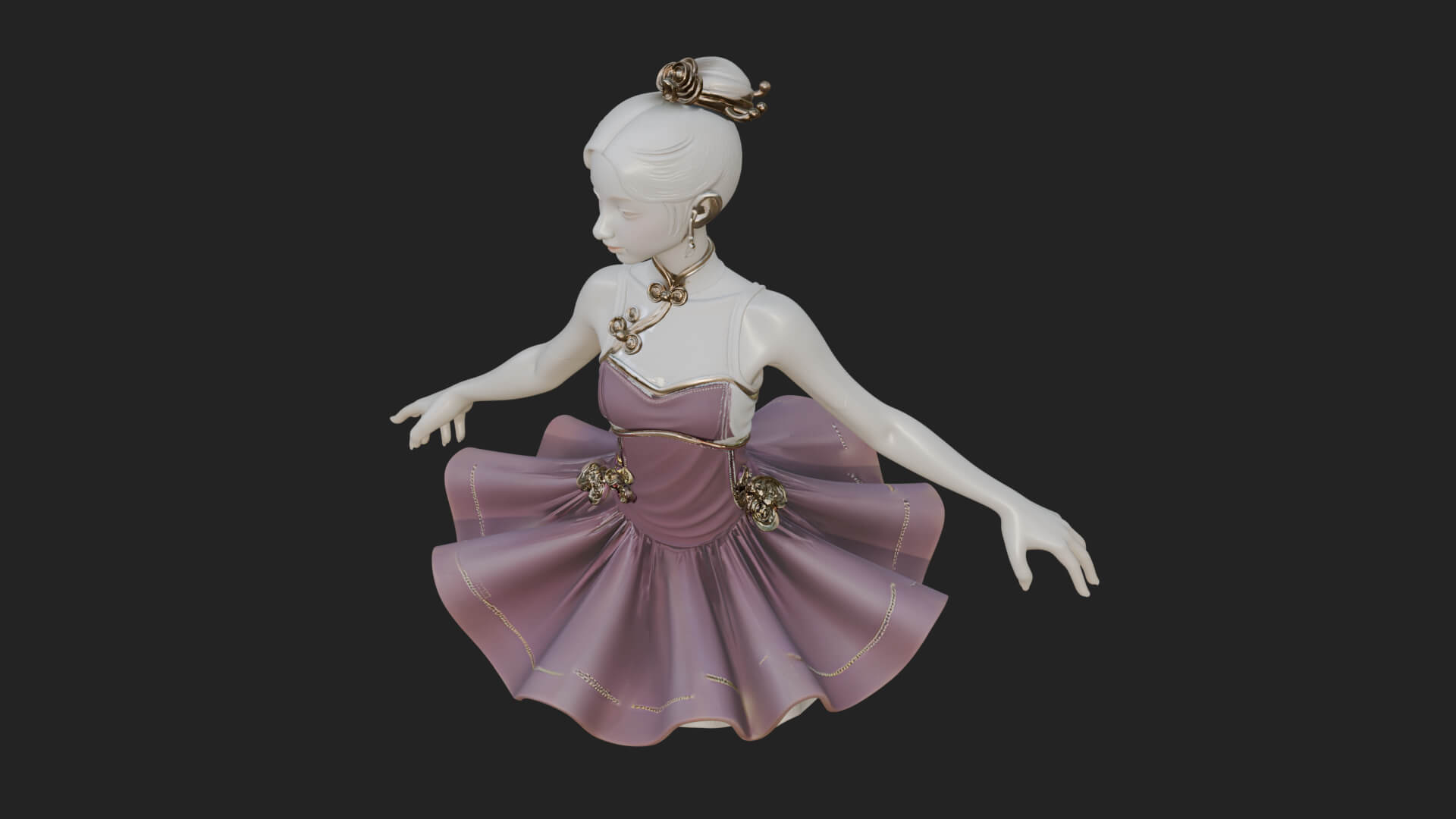 Dancing Ballet Lady Statue Design 1 3D Print Model 3D Model