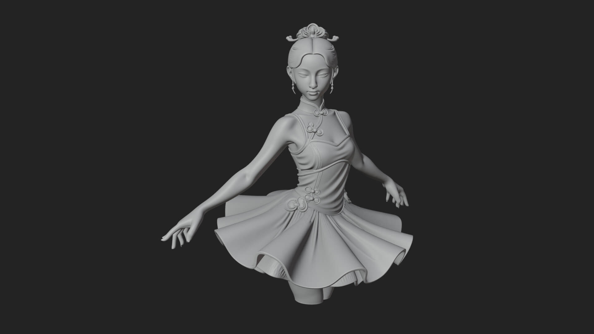 Dancing Ballet Lady Statue Design 1 3D Print Model 3D Model