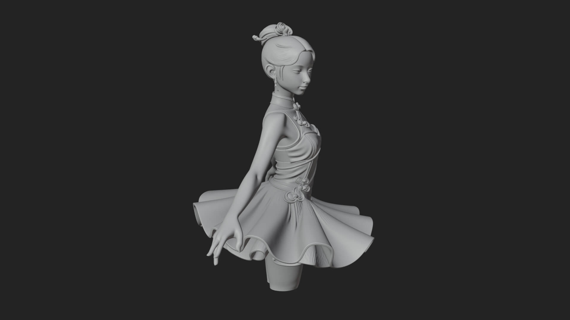 Dancing Ballet Lady Statue Design 1 3D Print Model 3D Model