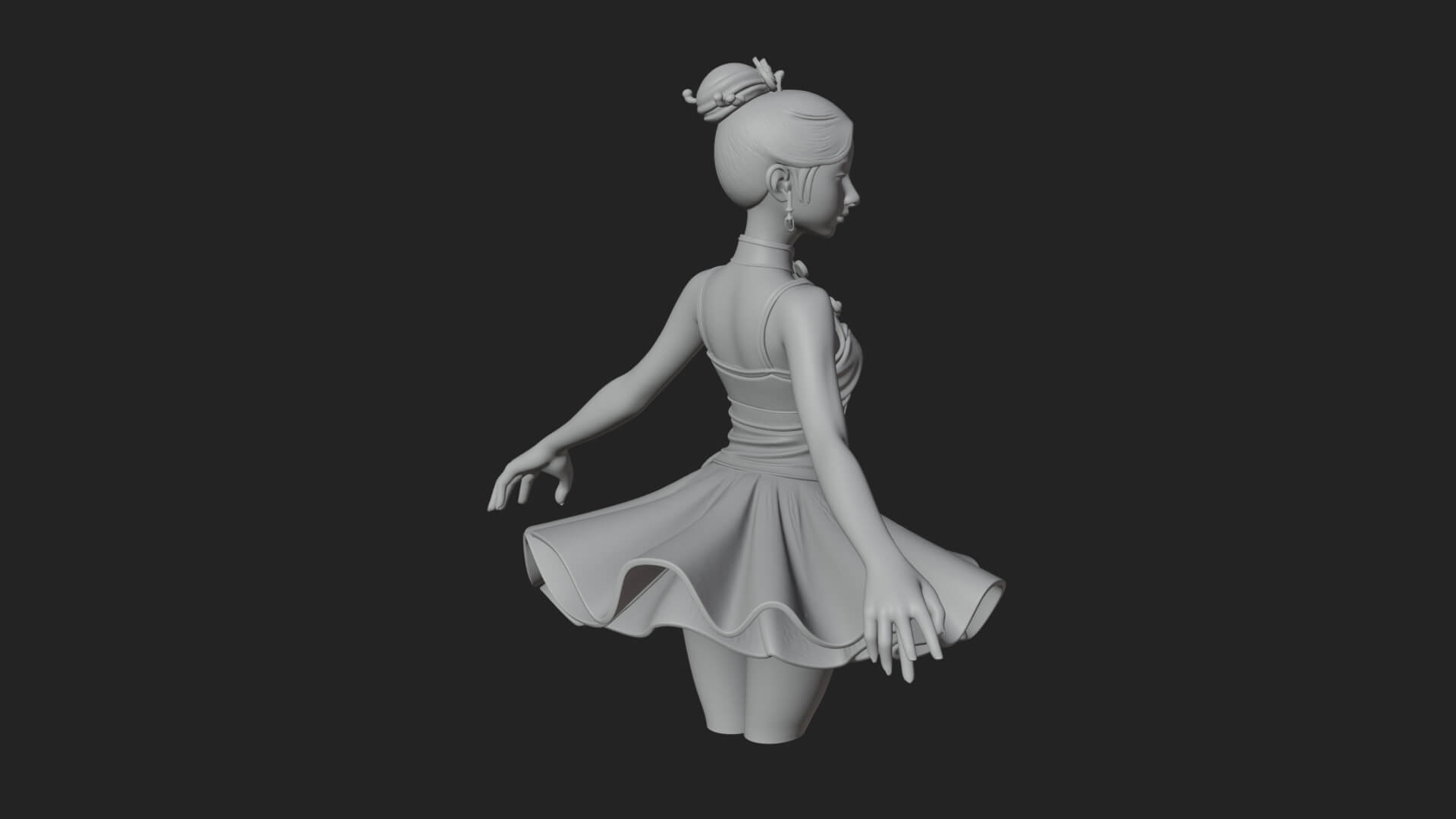 Dancing Ballet Lady Statue Design 1 3D Print Model 3D Model