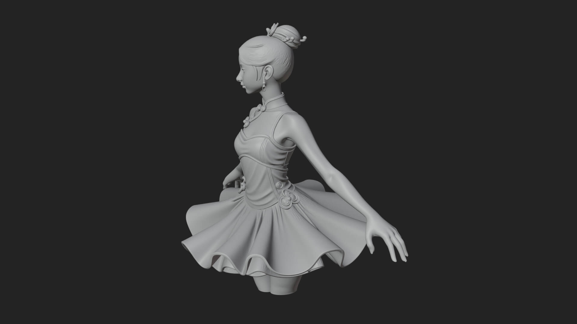 Dancing Ballet Lady Statue Design 1 3D Print Model 3D Model