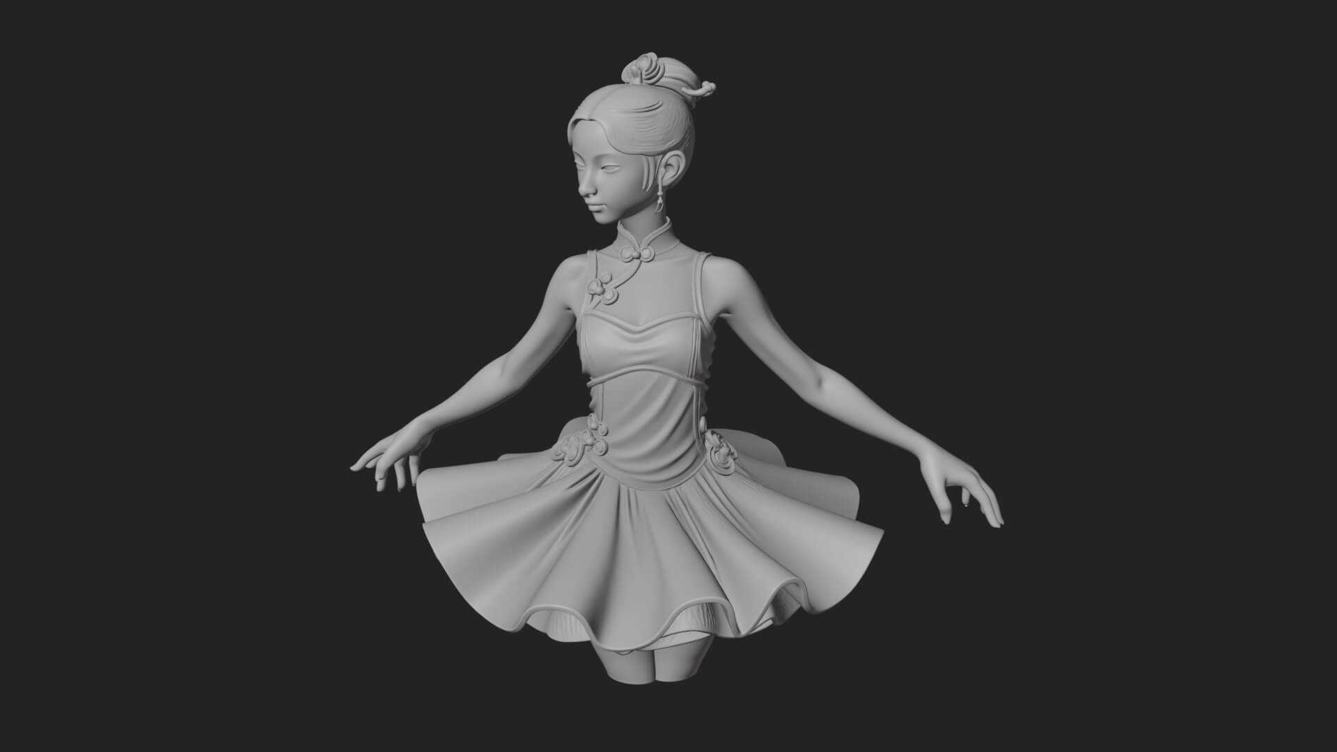 Dancing Ballet Lady Statue Design 1 3D Print Model 3D Model
