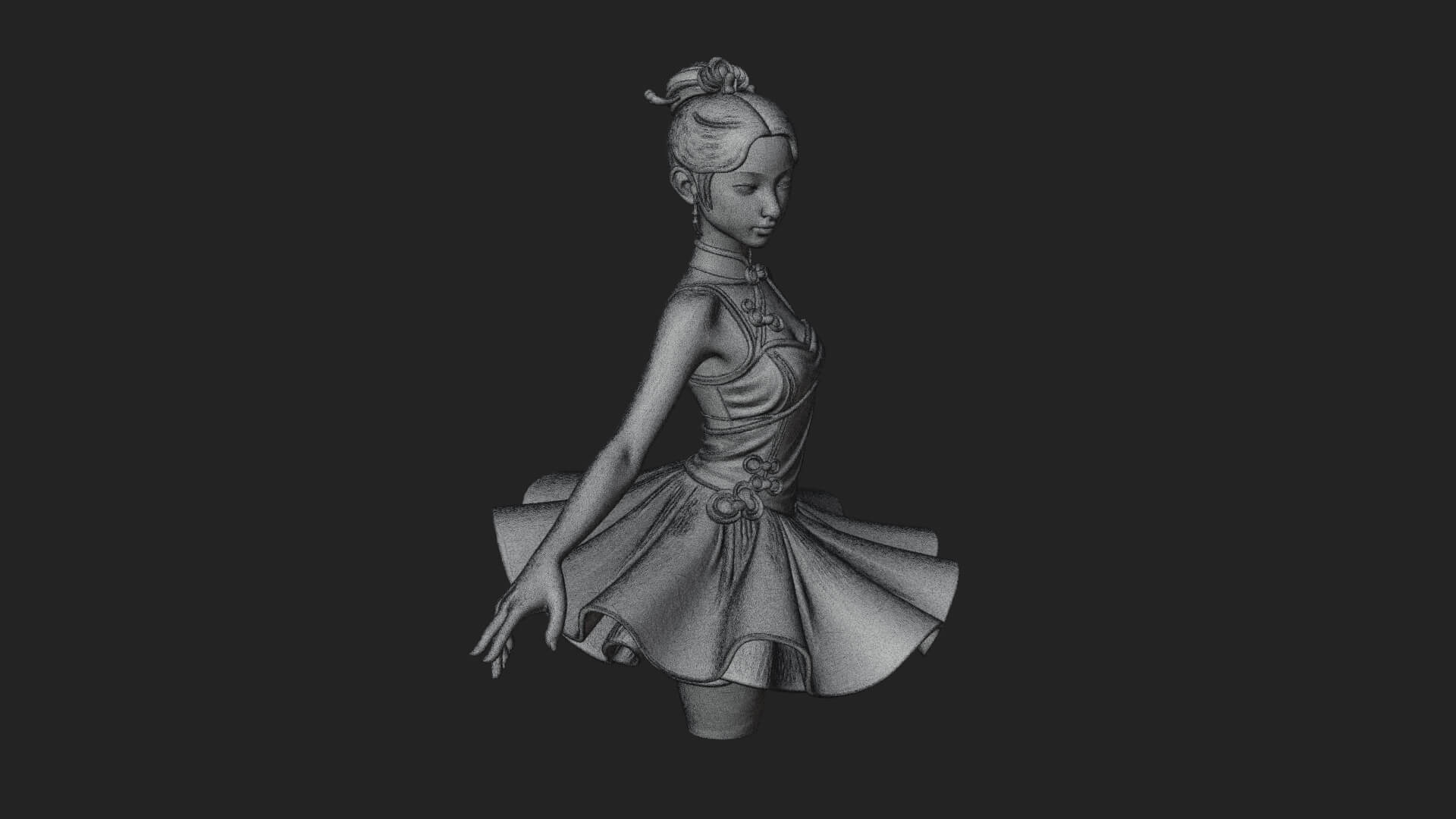 Dancing Ballet Lady Statue Design 1 3D Print Model 3D Model
