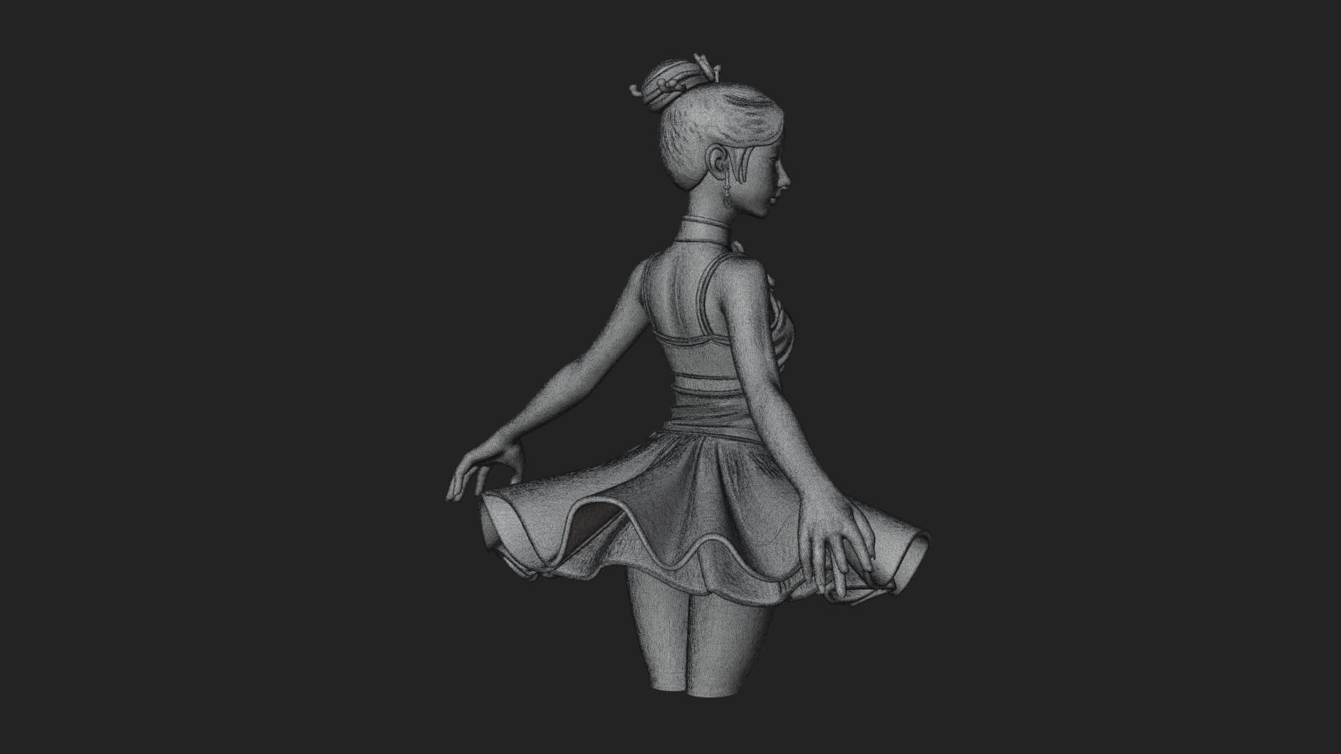 Dancing Ballet Lady Statue Design 1 3D Print Model 3D Model