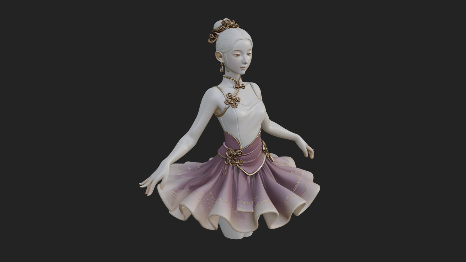 Dancing Ballet Lady Statue Design 2 3D Print Model 3D Model