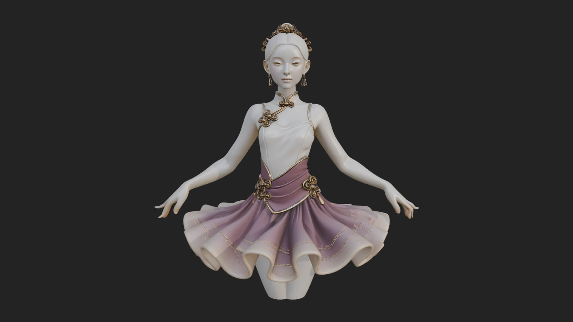 Dancing Ballet Lady Statue Design 2 3D Print Model 3D Model