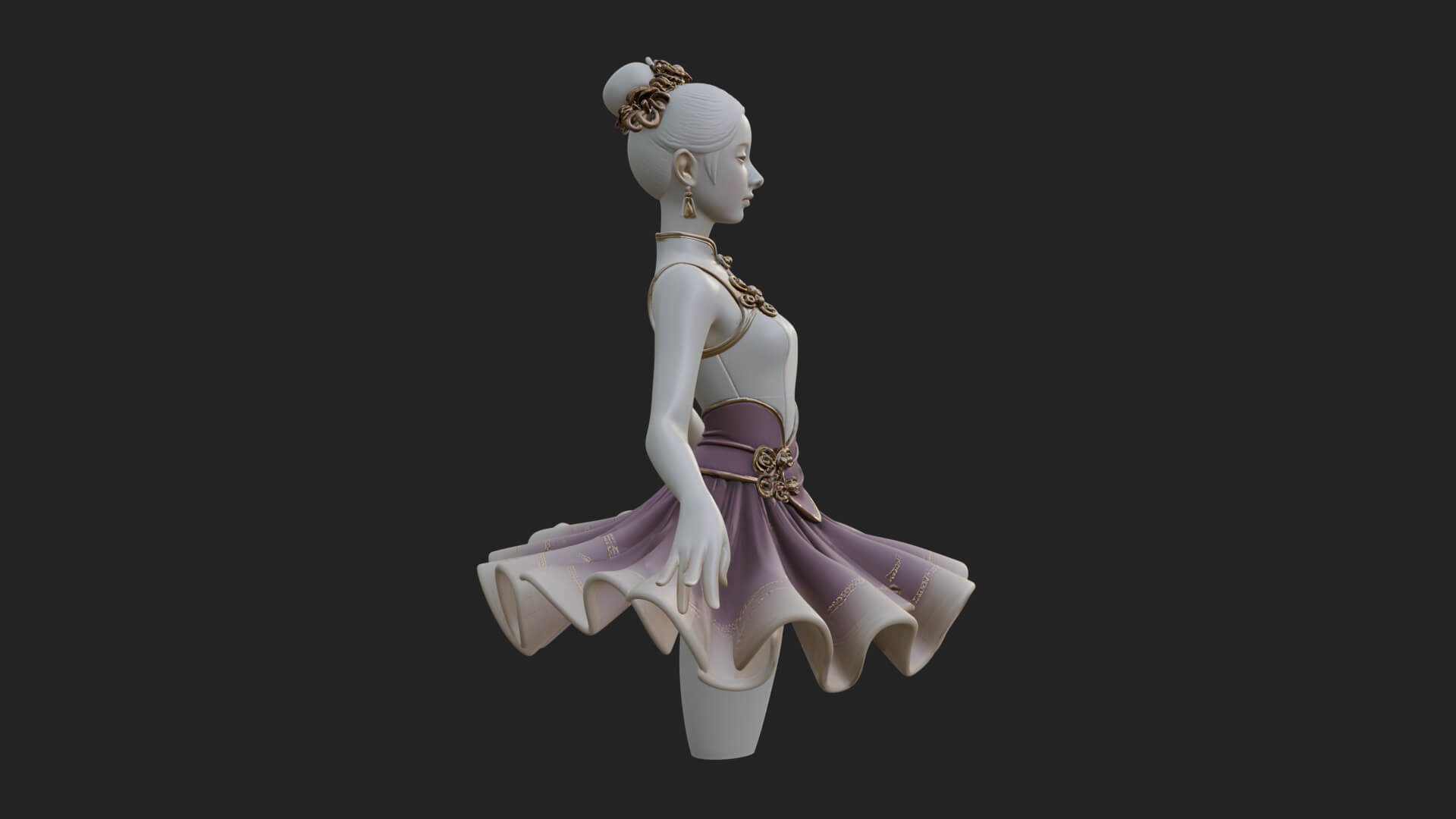 Dancing Ballet Lady Statue Design 2 3D Print Model 3D Model