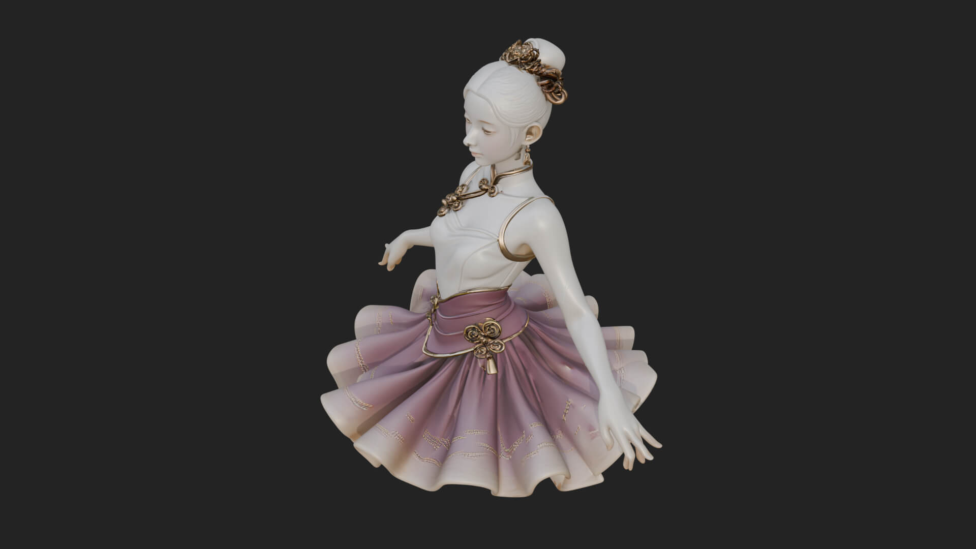 Dancing Ballet Lady Statue Design 2 3D Print Model 3D Model