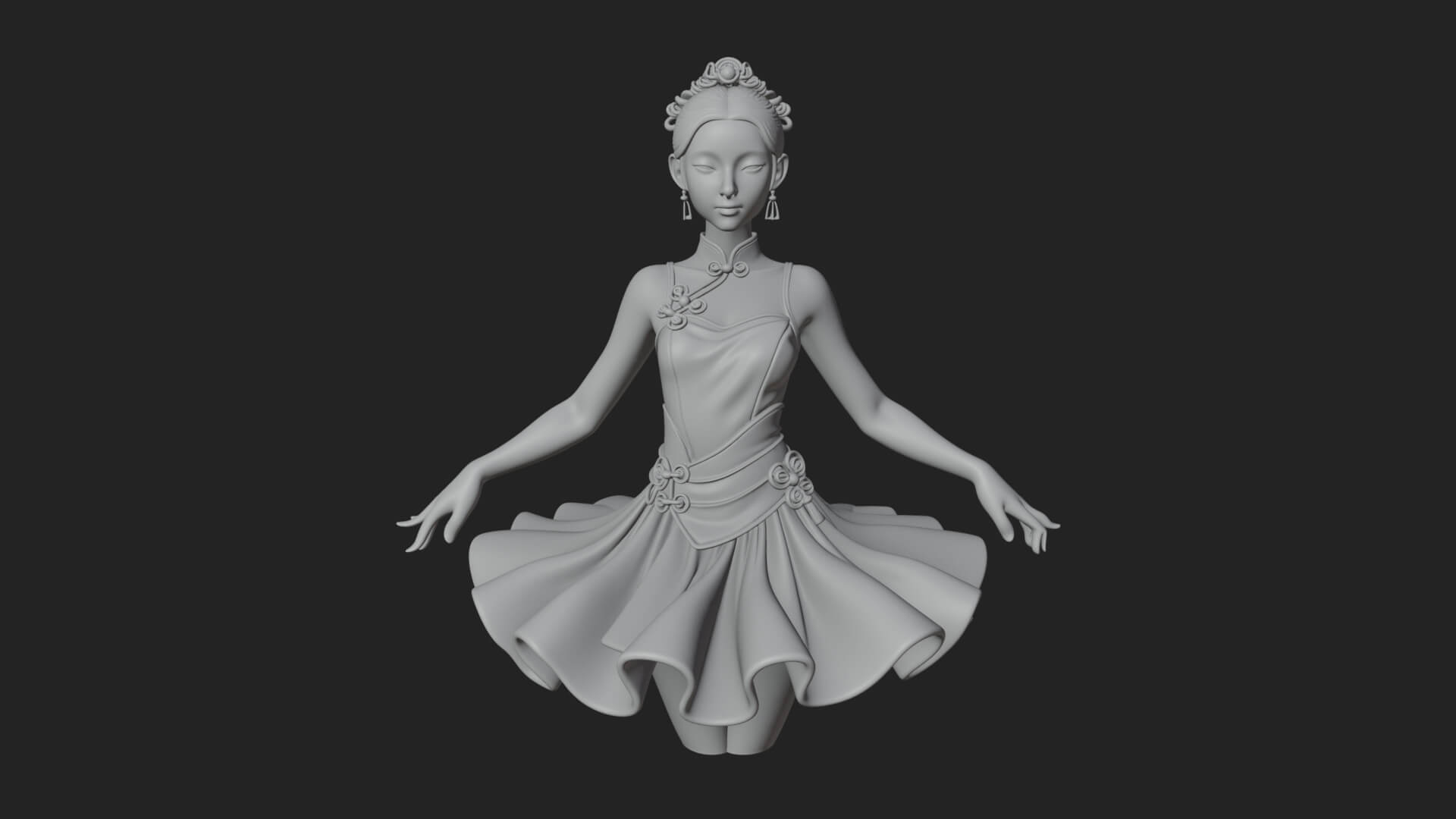 Dancing Ballet Lady Statue Design 2 3D Print Model 3D Model