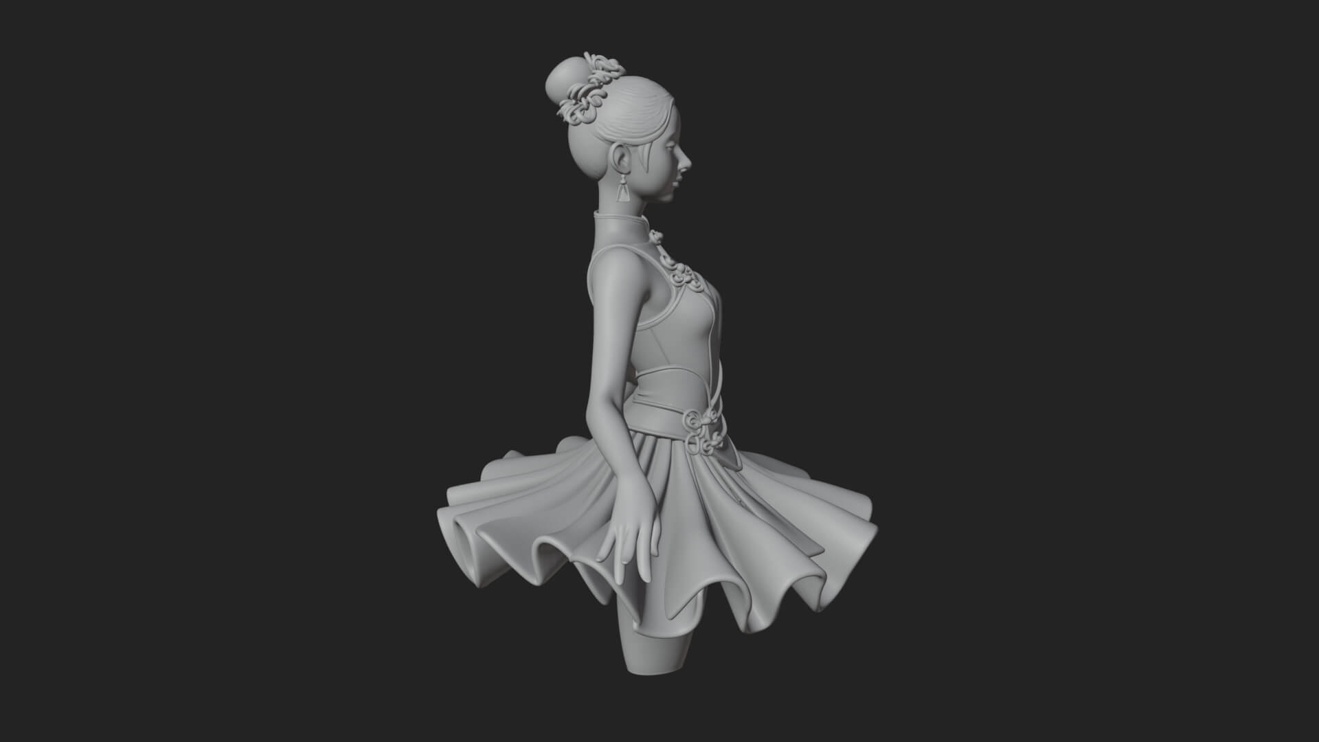 Dancing Ballet Lady Statue Design 2 3D Print Model 3D Model