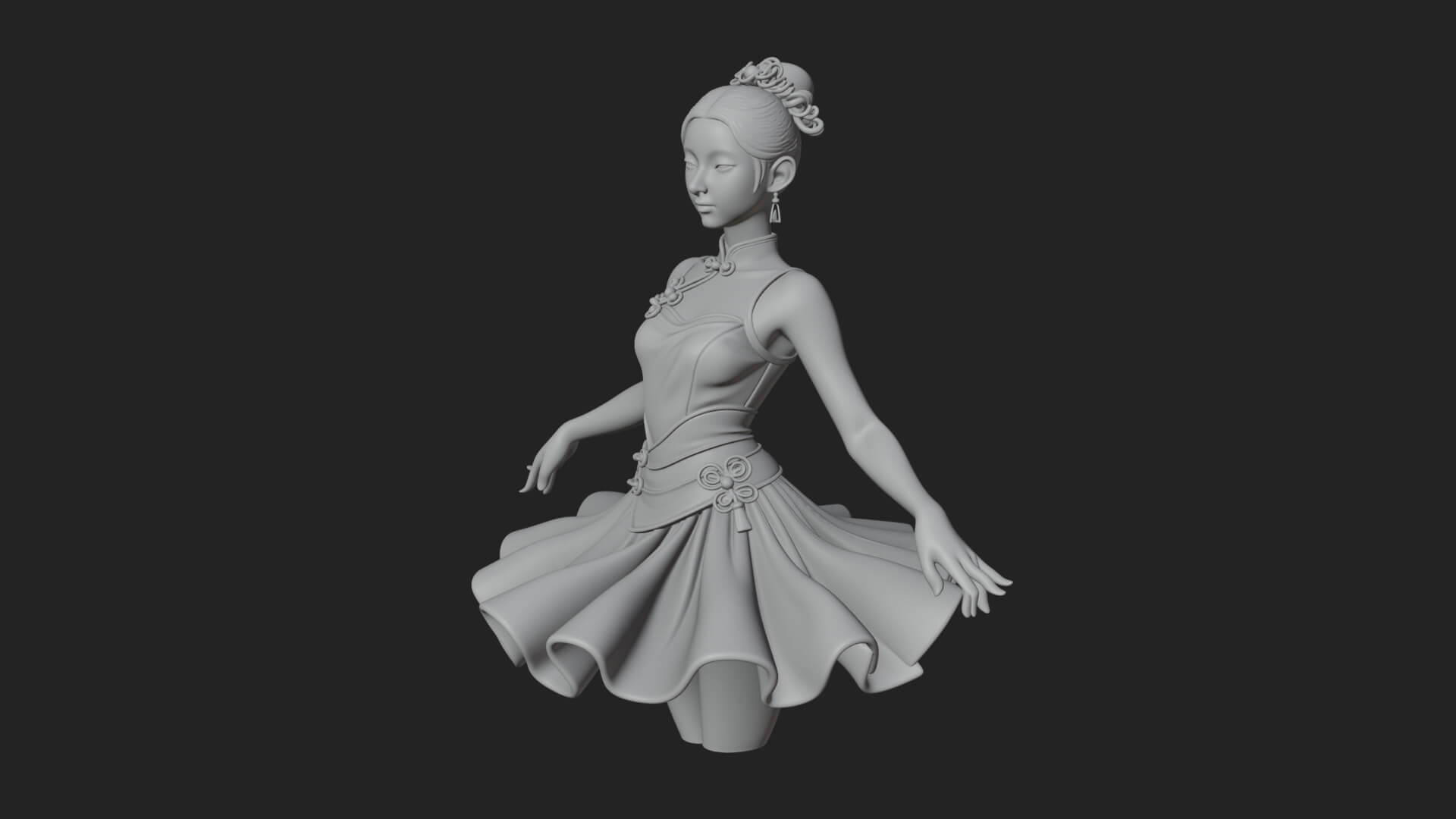Dancing Ballet Lady Statue Design 2 3D Print Model 3D Model