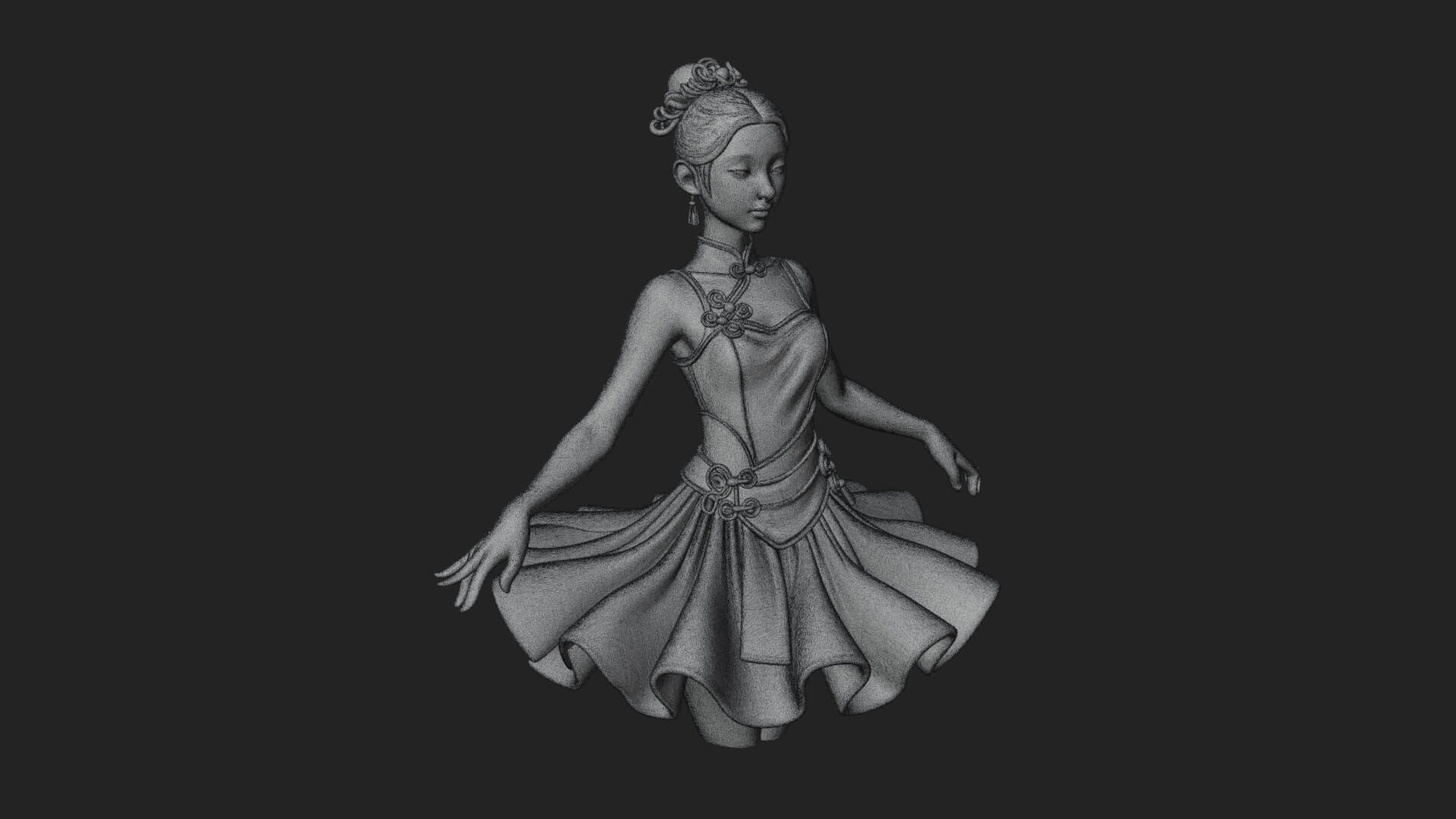 Dancing Ballet Lady Statue Design 2 3D Print Model 3D Model