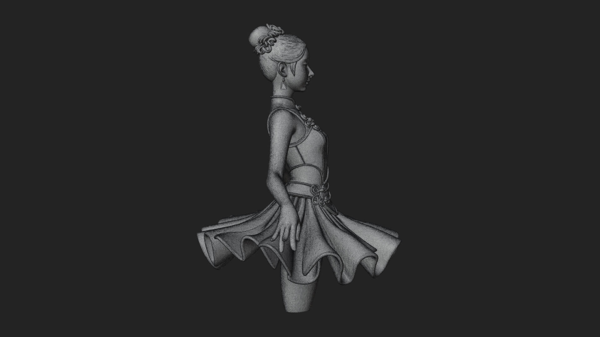 Dancing Ballet Lady Statue Design 2 3D Print Model 3D Model