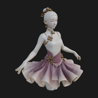 Dancing Ballet Lady Statue Design 2 3D Print Model