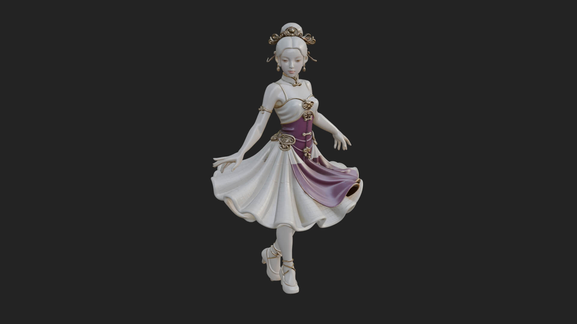 Dancing Ballet Lady Statue Design 3 3D Print Model 3D Model