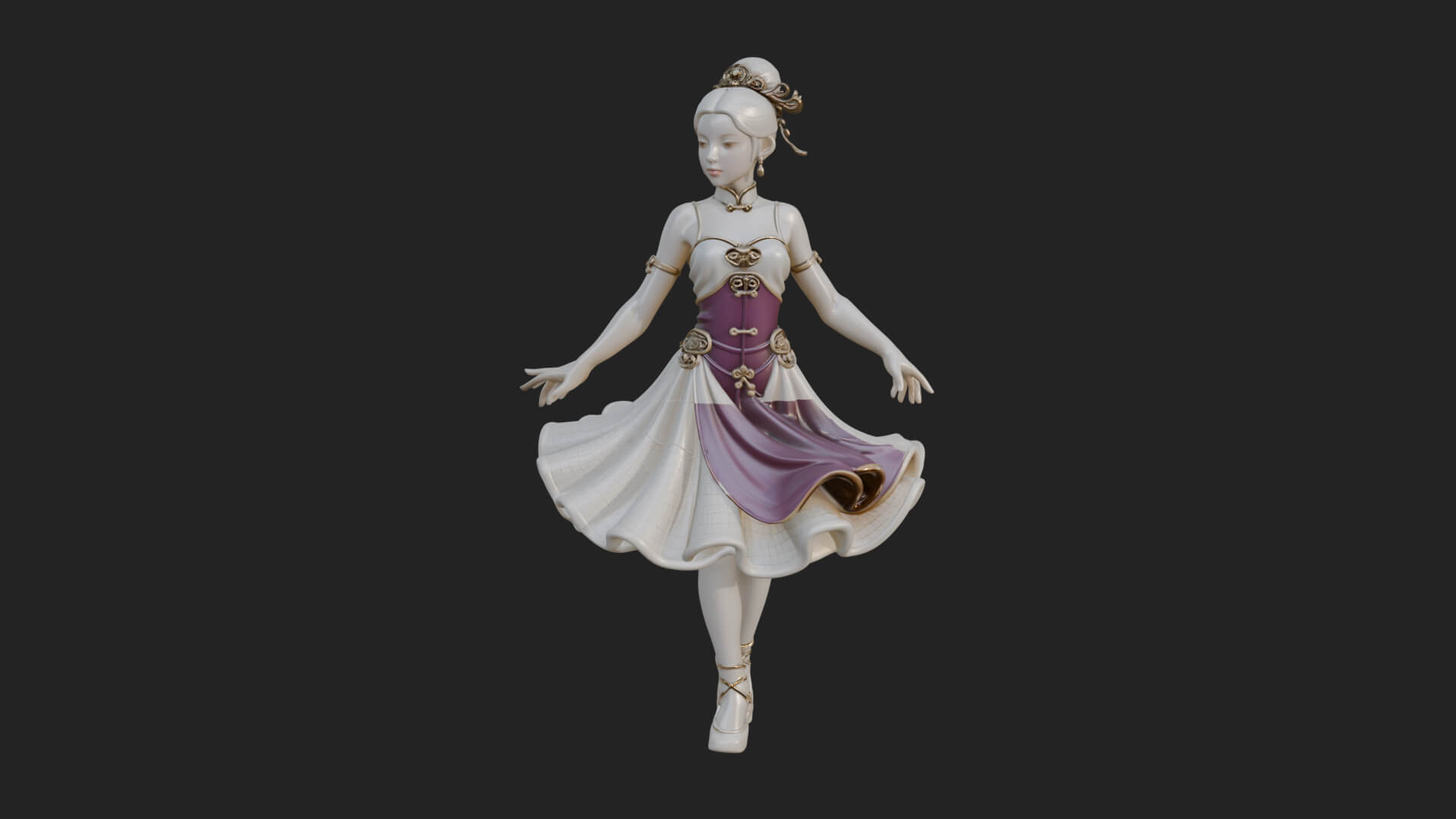Dancing Ballet Lady Statue Design 3 3D Print Model 3D Model