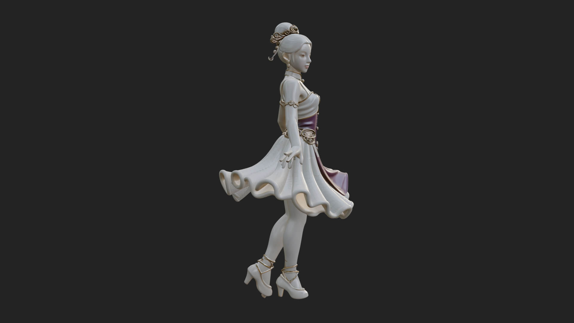 Dancing Ballet Lady Statue Design 3 3D Print Model 3D Model