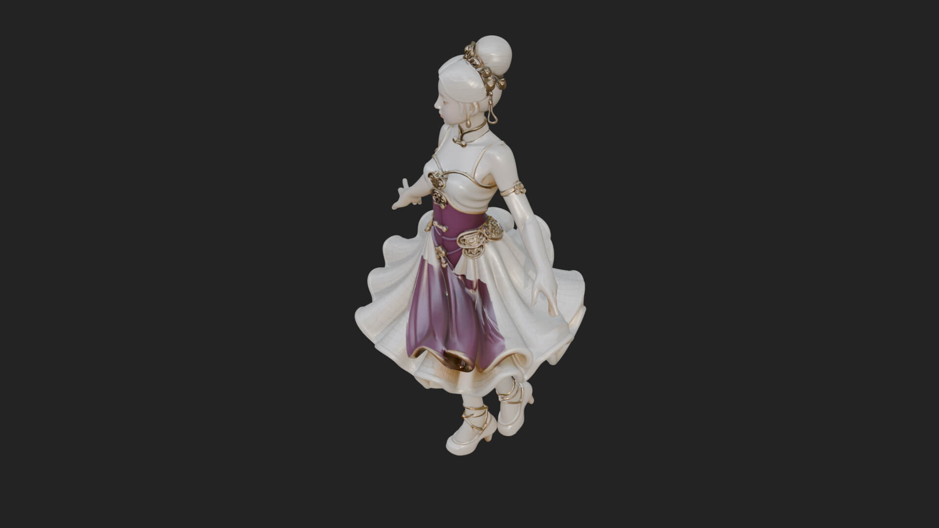 Dancing Ballet Lady Statue Design 3 3D Print Model 3D Model