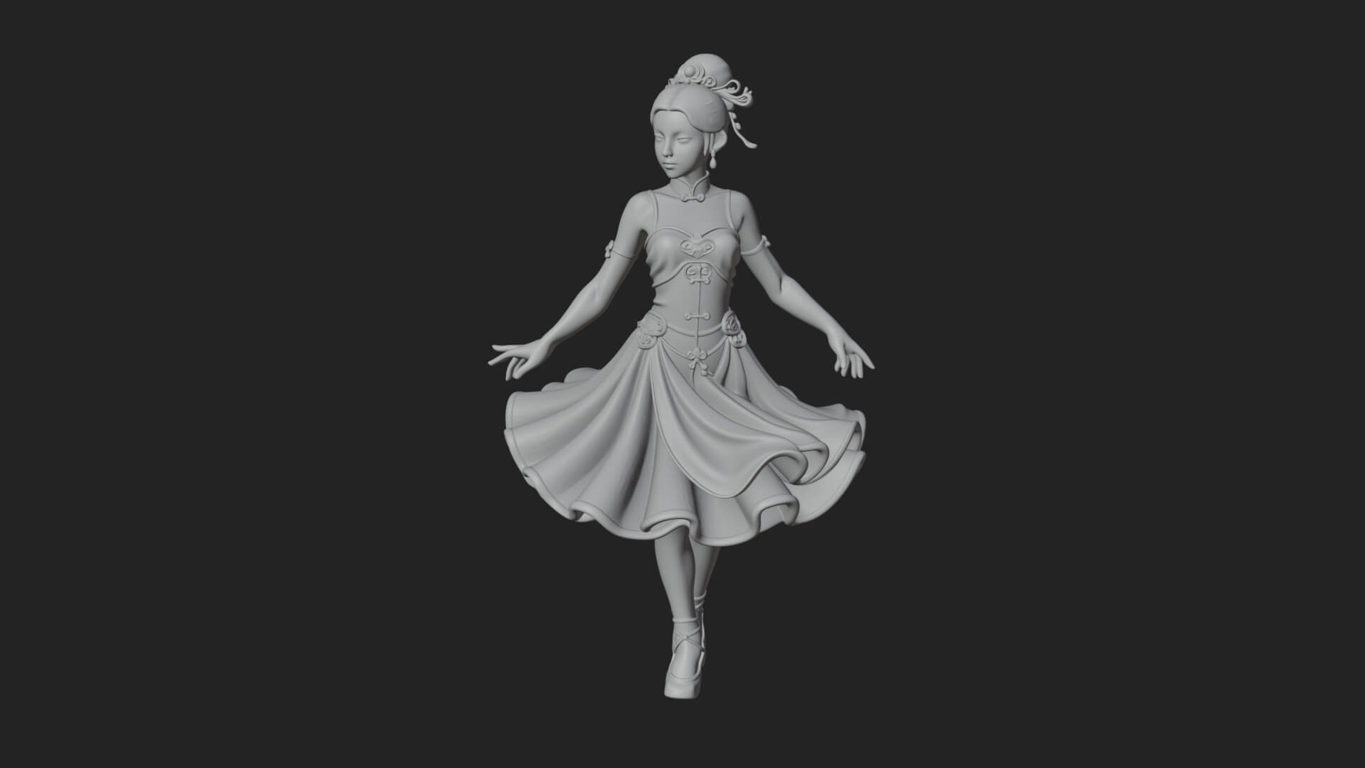 Dancing Ballet Lady Statue Design 3 3D Print Model 3D Model