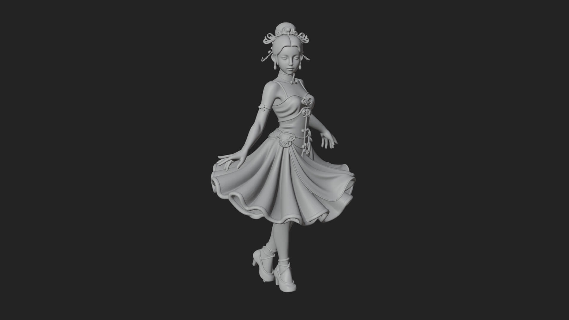 Dancing Ballet Lady Statue Design 3 3D Print Model 3D Model