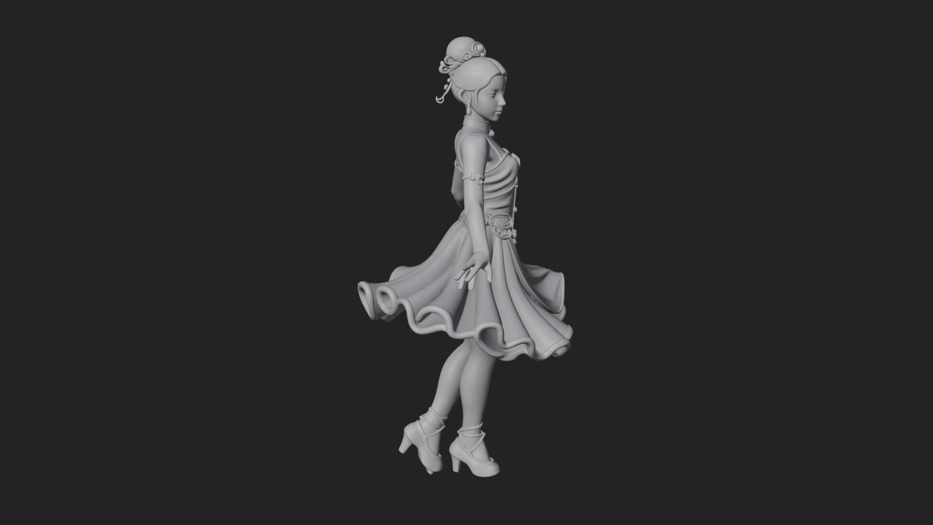 Dancing Ballet Lady Statue Design 3 3D Print Model 3D Model