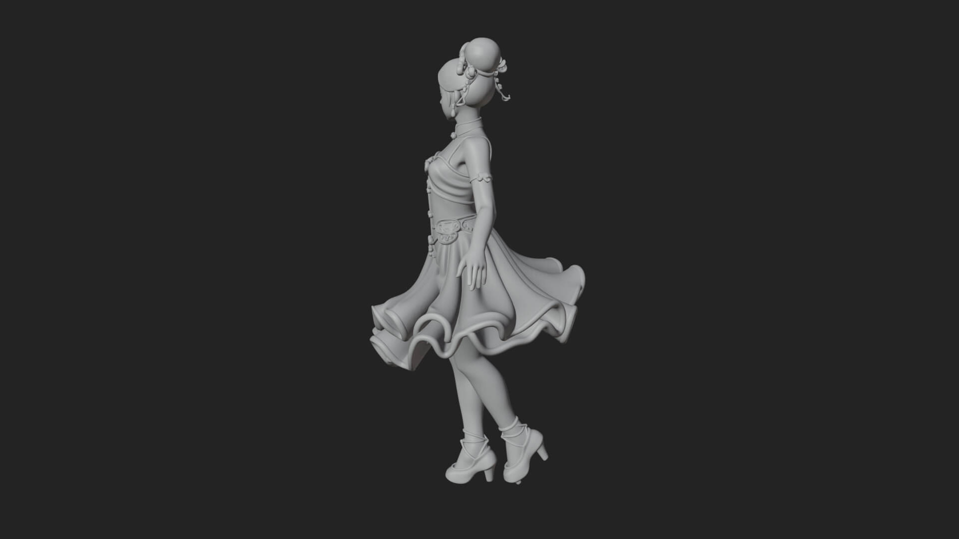 Dancing Ballet Lady Statue Design 3 3D Print Model 3D Model