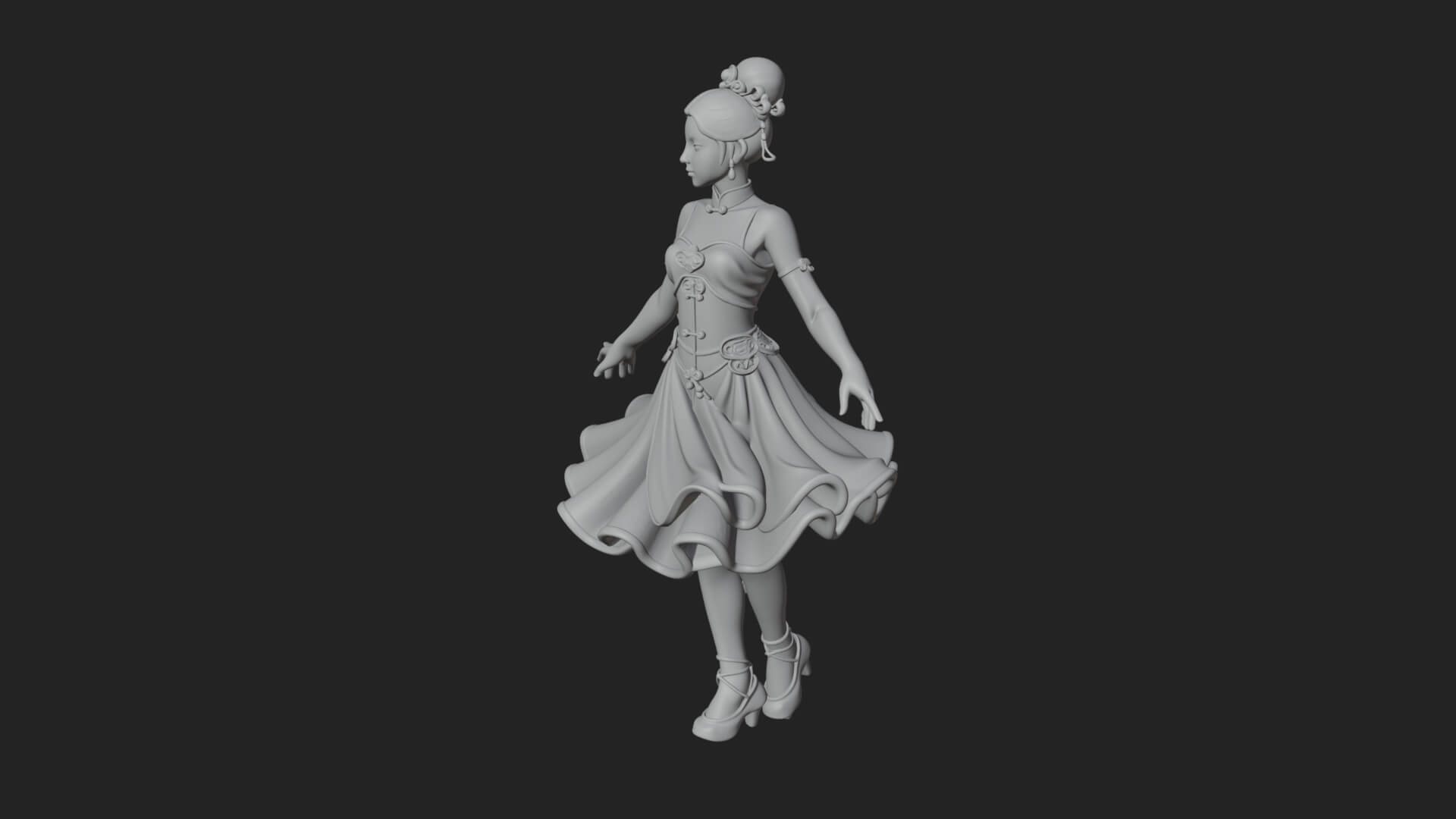 Dancing Ballet Lady Statue Design 3 3D Print Model 3D Model