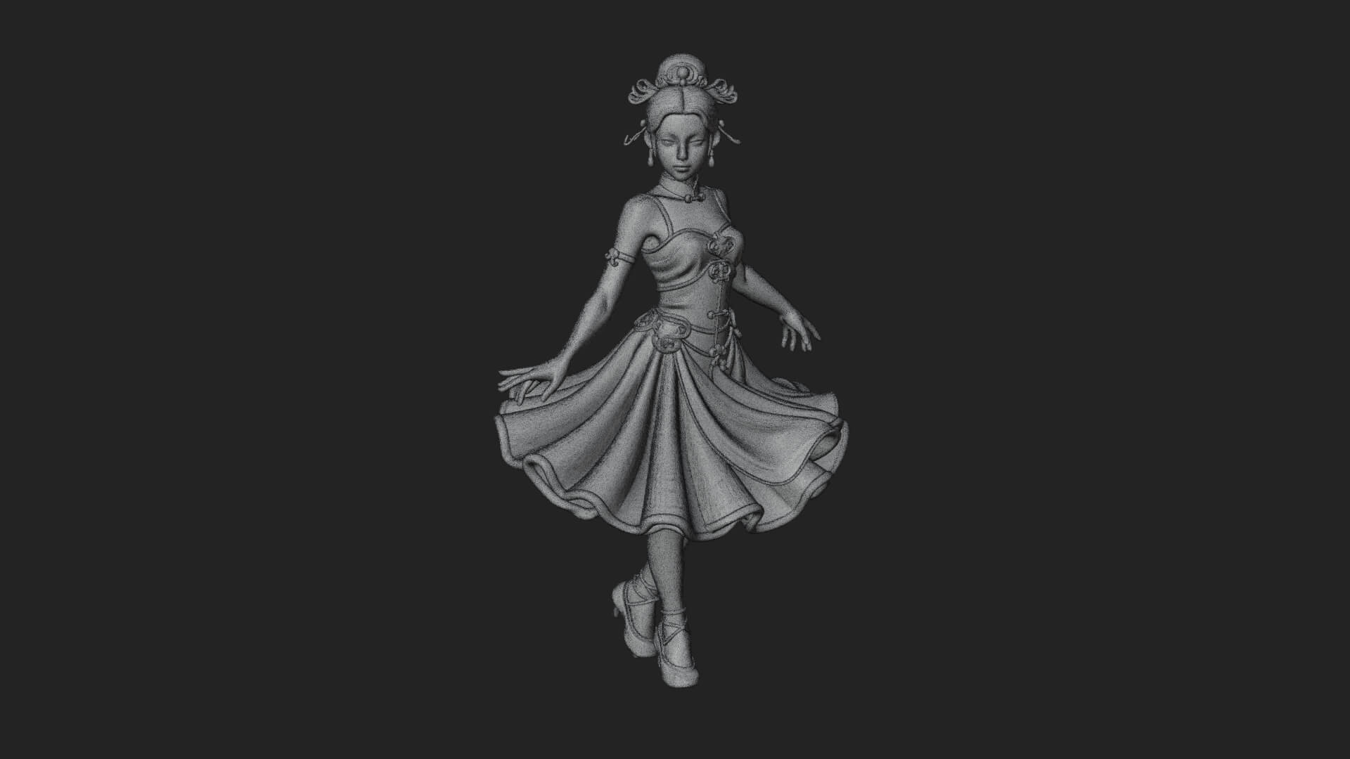 Dancing Ballet Lady Statue Design 3 3D Print Model 3D Model