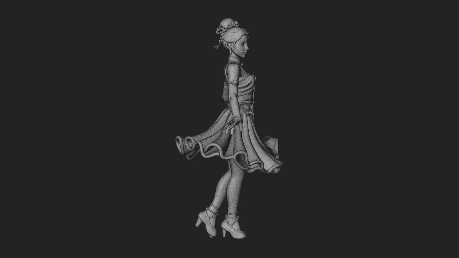Dancing Ballet Lady Statue Design 3 3D Print Model 3D Model