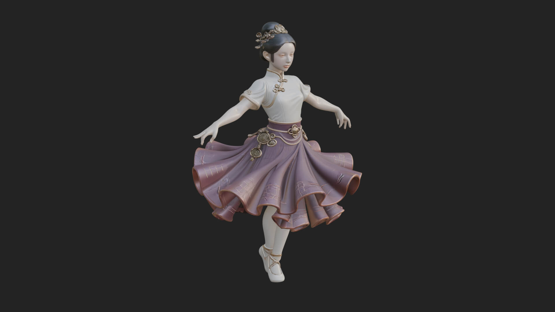 Dancing Ballet Lady Statue Design 4 3D Print Model 3D Model