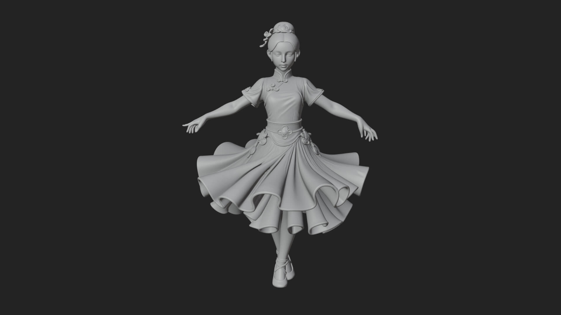 Dancing Ballet Lady Statue Design 4 3D Print Model 3D Model