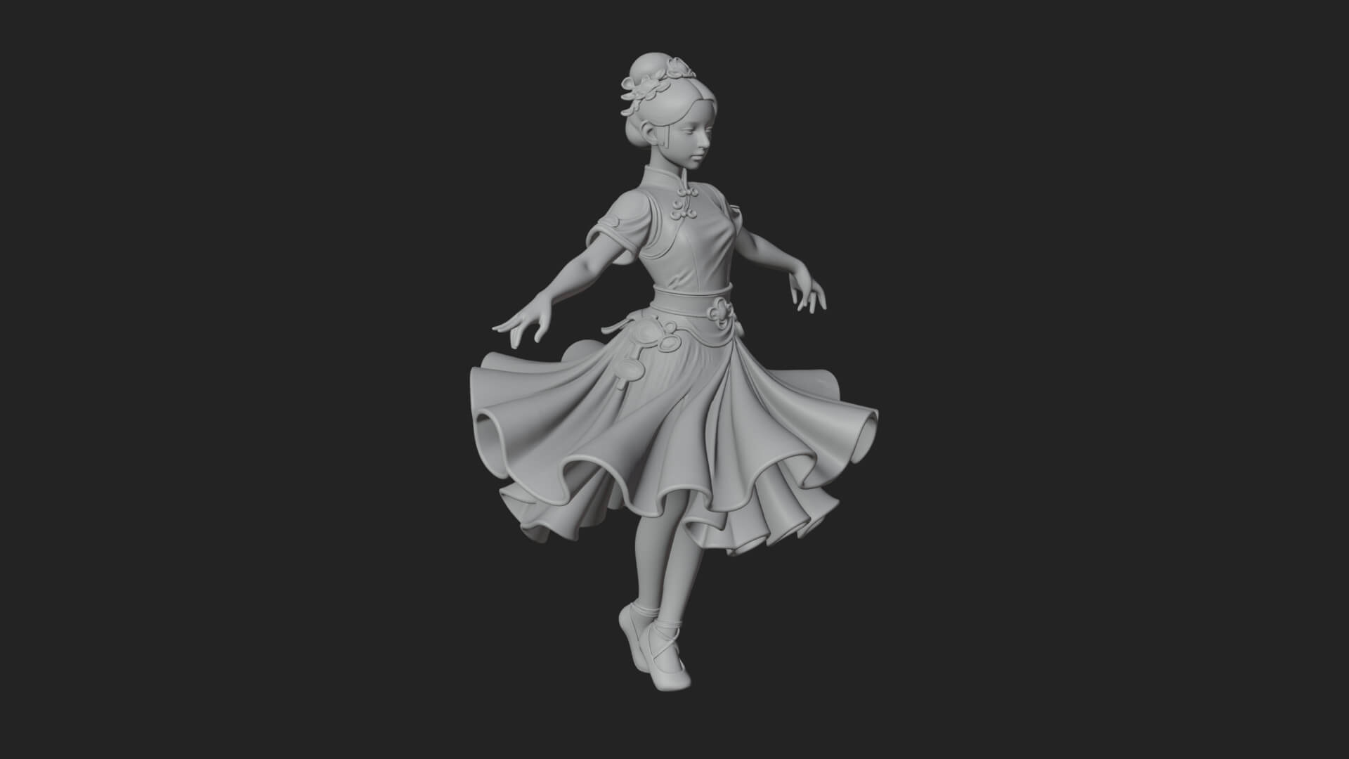 Dancing Ballet Lady Statue Design 4 3D Print Model 3D Model