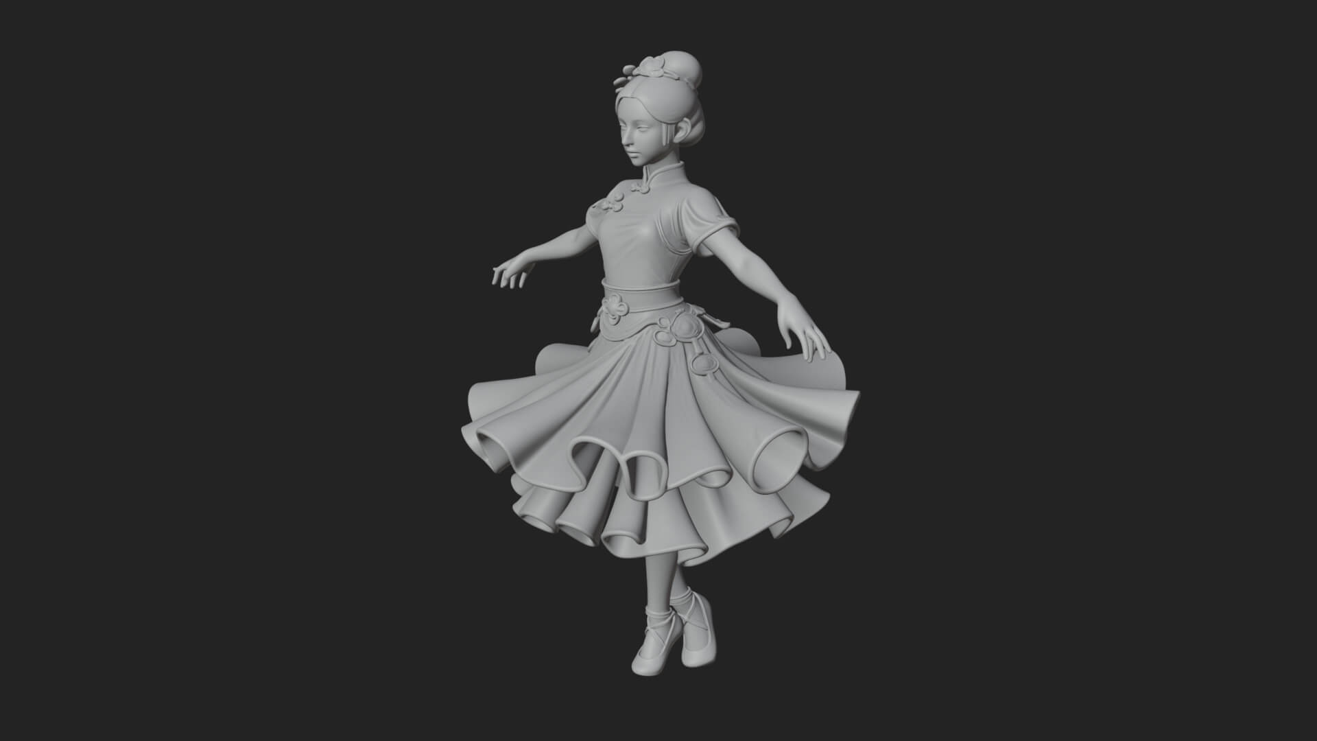 Dancing Ballet Lady Statue Design 4 3D Print Model 3D Model