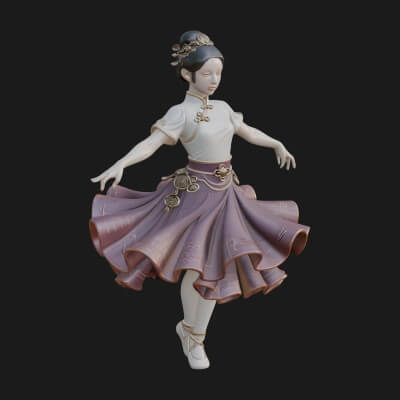 Dancing Ballet Lady Statue Design 4 3D Print Model
