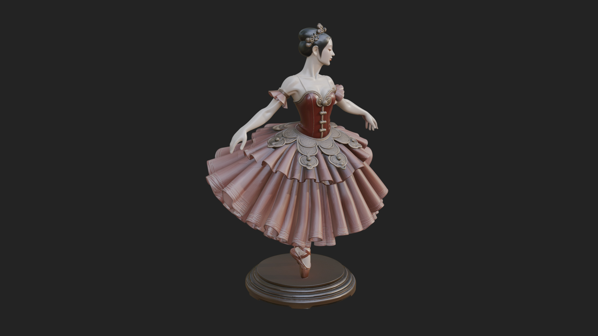 Dancing Ballet Lady Statue Design 5 3D Print Model 3D Model