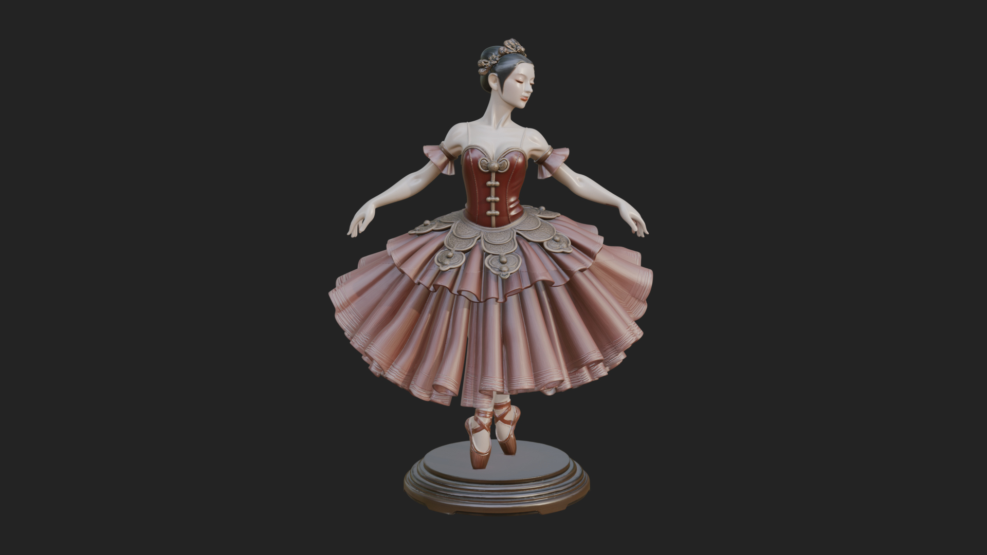 Dancing Ballet Lady Statue Design 5 3D Print Model 3D Model