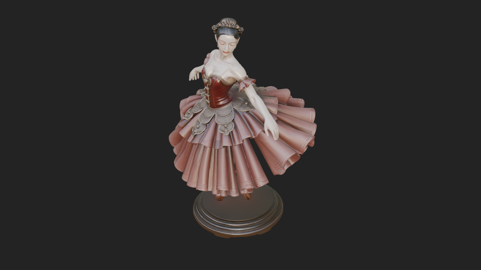 Dancing Ballet Lady Statue Design 5 3D Print Model 3D Model
