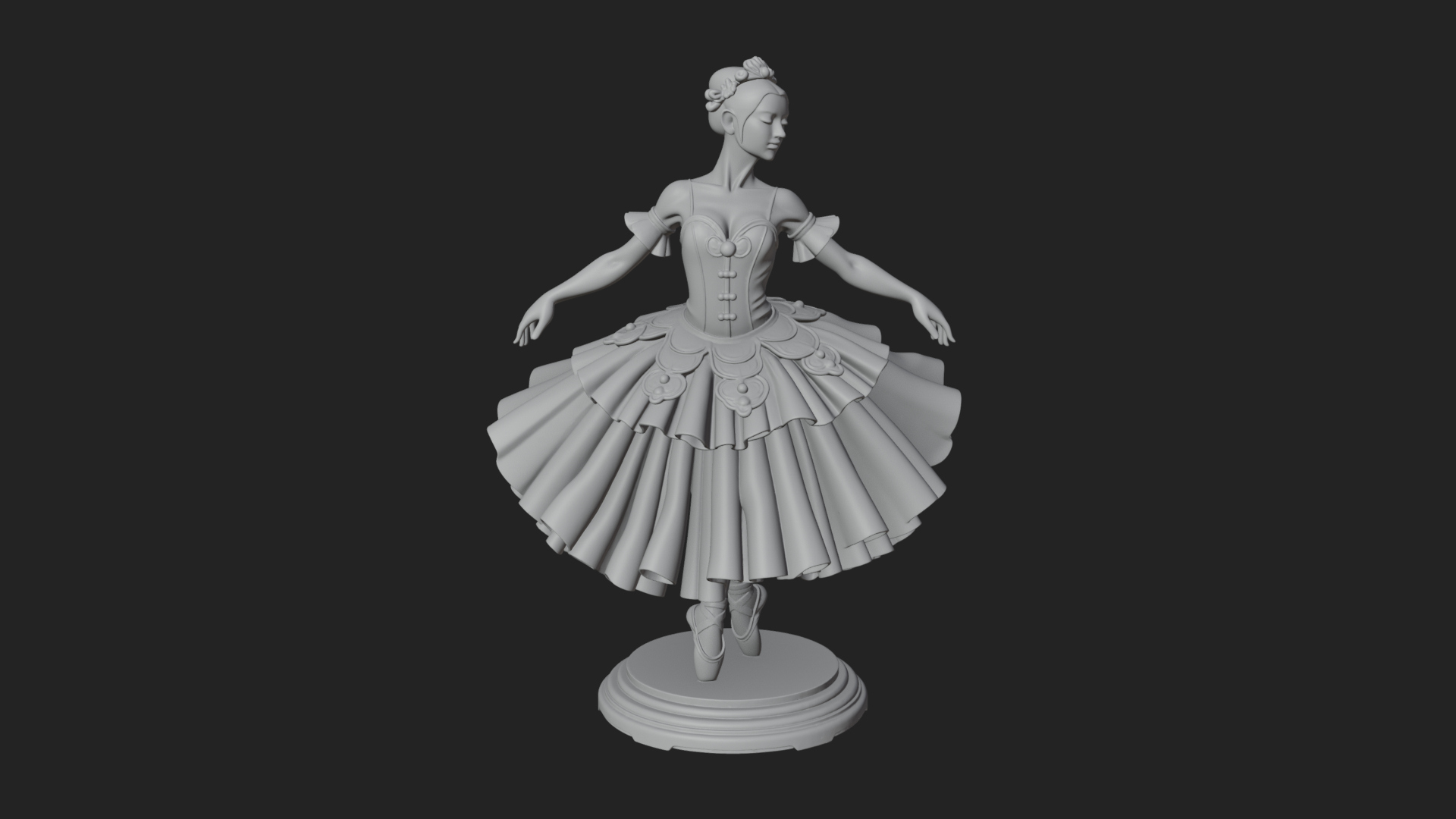 Dancing Ballet Lady Statue Design 5 3D Print Model 3D Model