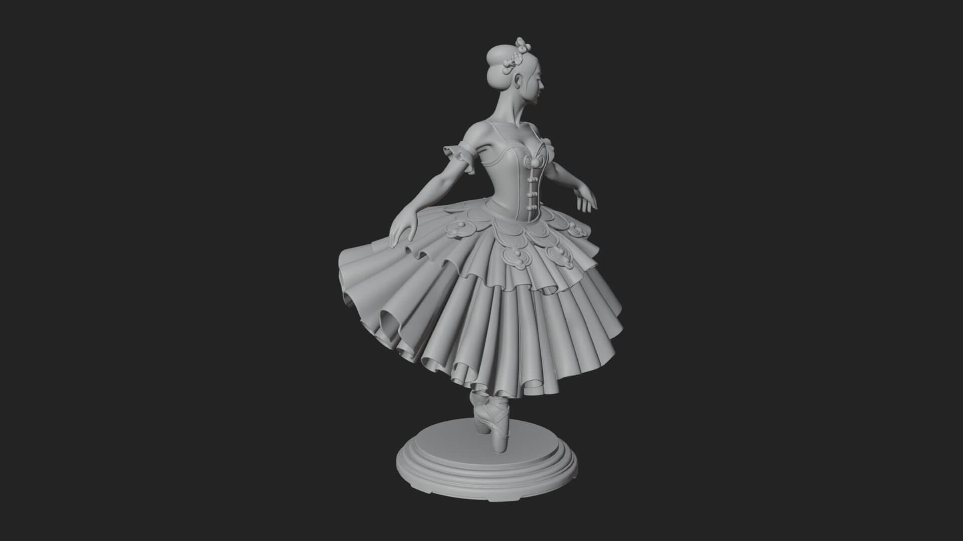 Dancing Ballet Lady Statue Design 5 3D Print Model 3D Model