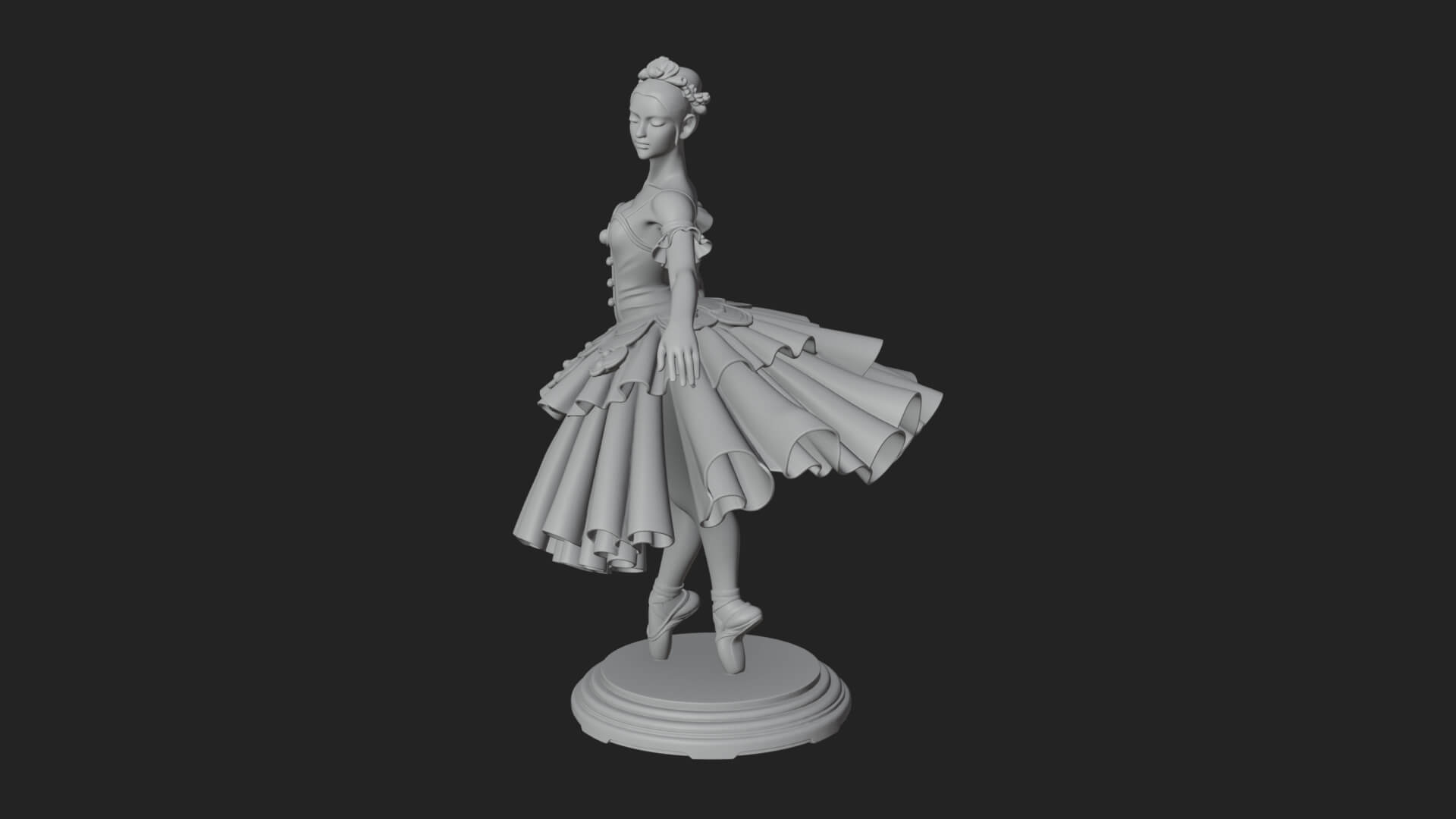Dancing Ballet Lady Statue Design 5 3D Print Model 3D Model