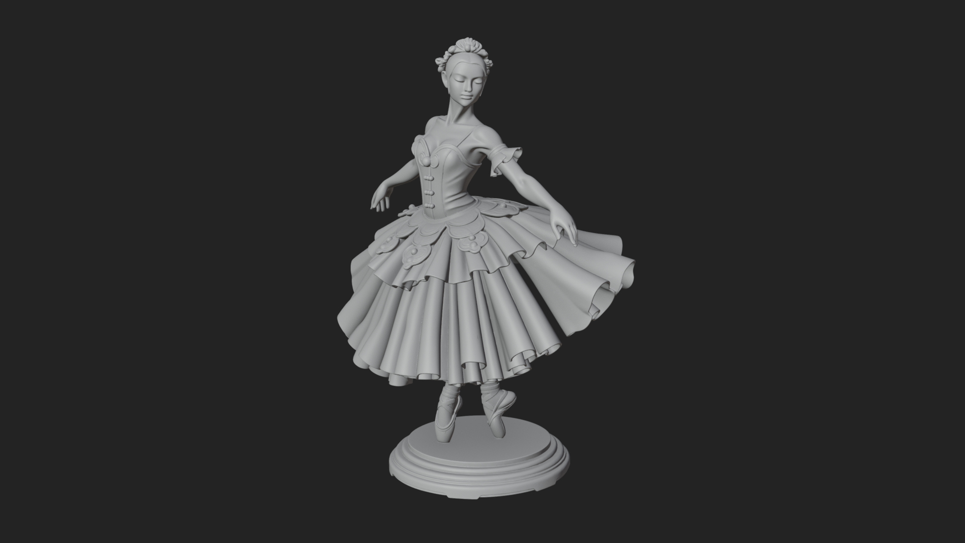 Dancing Ballet Lady Statue Design 5 3D Print Model 3D Model