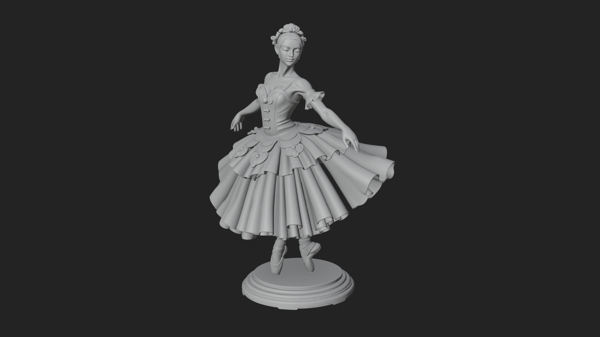 Dancing Ballet Lady Statue Design 5 3D Print Model 3D Model