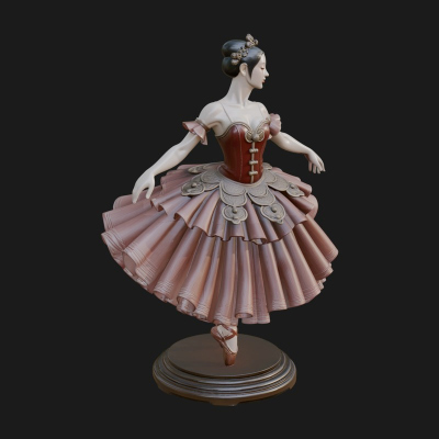 Dancing Ballet Lady Statue Design 5 3D Print Model