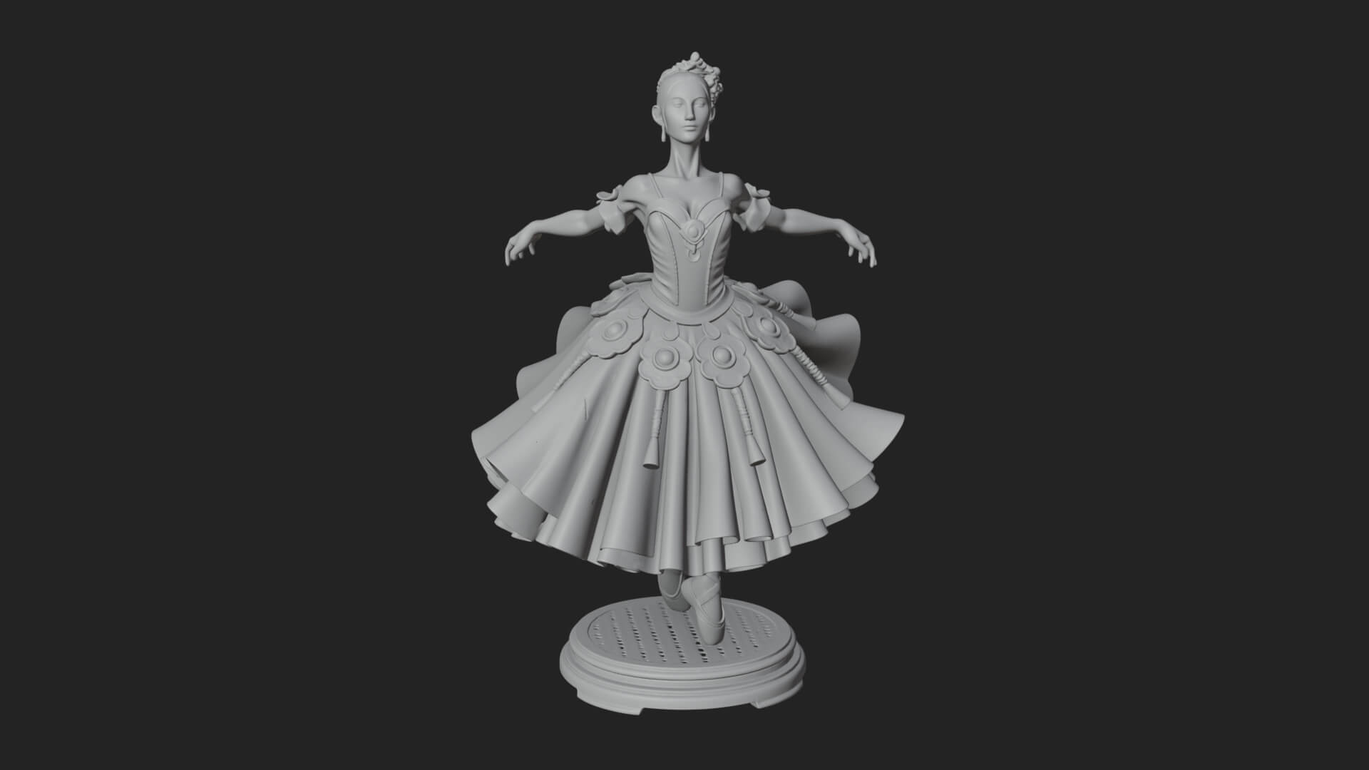 Dancing Ballet Lady Statue Design 6 3D Print Model 3D Model
