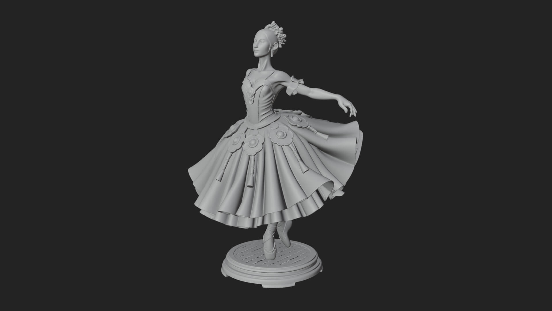 Dancing Ballet Lady Statue Design 6 3D Print Model 3D Model